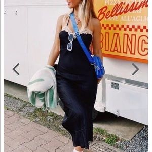 VRG GRL Black Silk Slip Dress